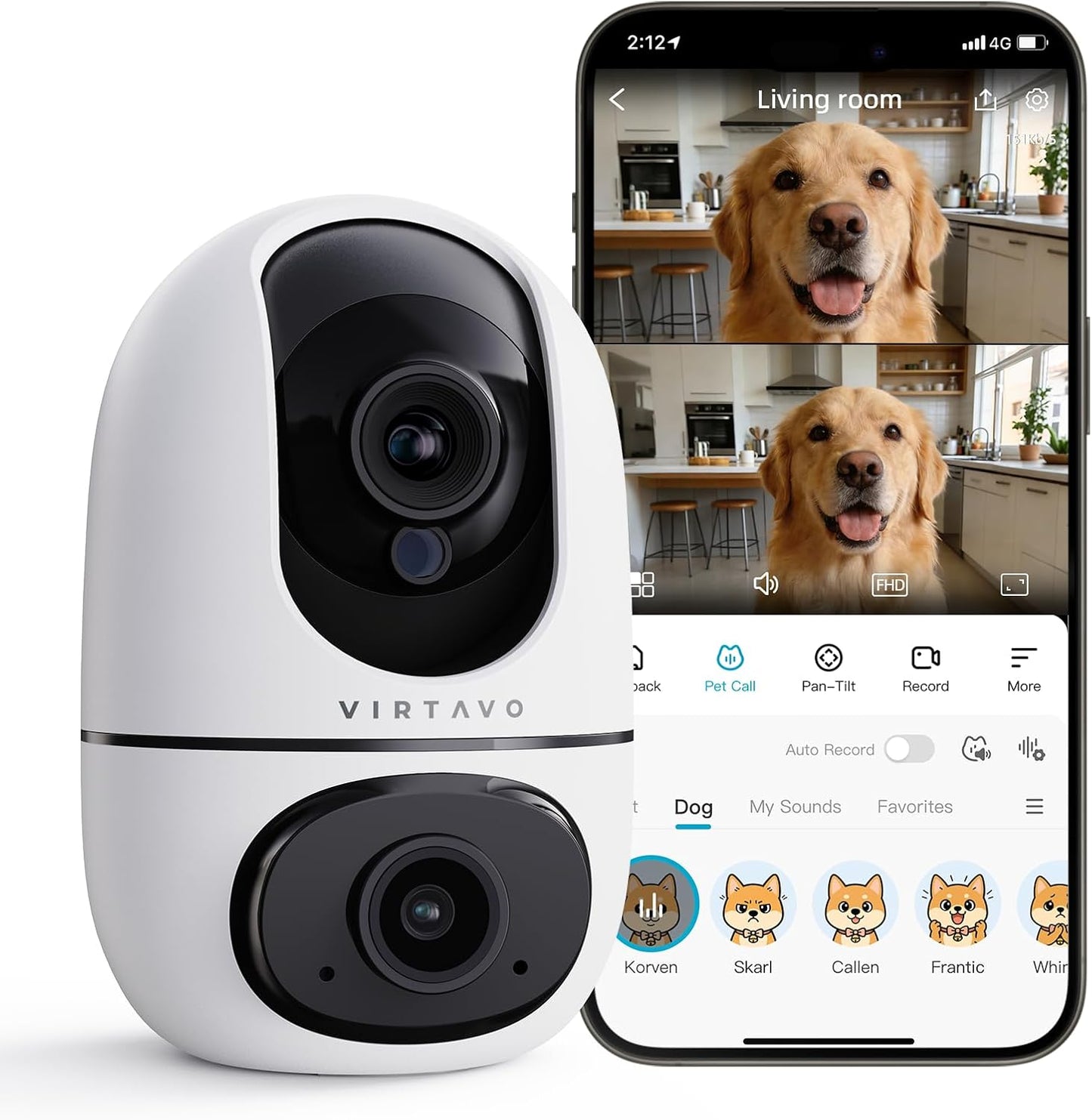 VIRTAVO Cámara para mascotas para interiores para perros y gatos, m...