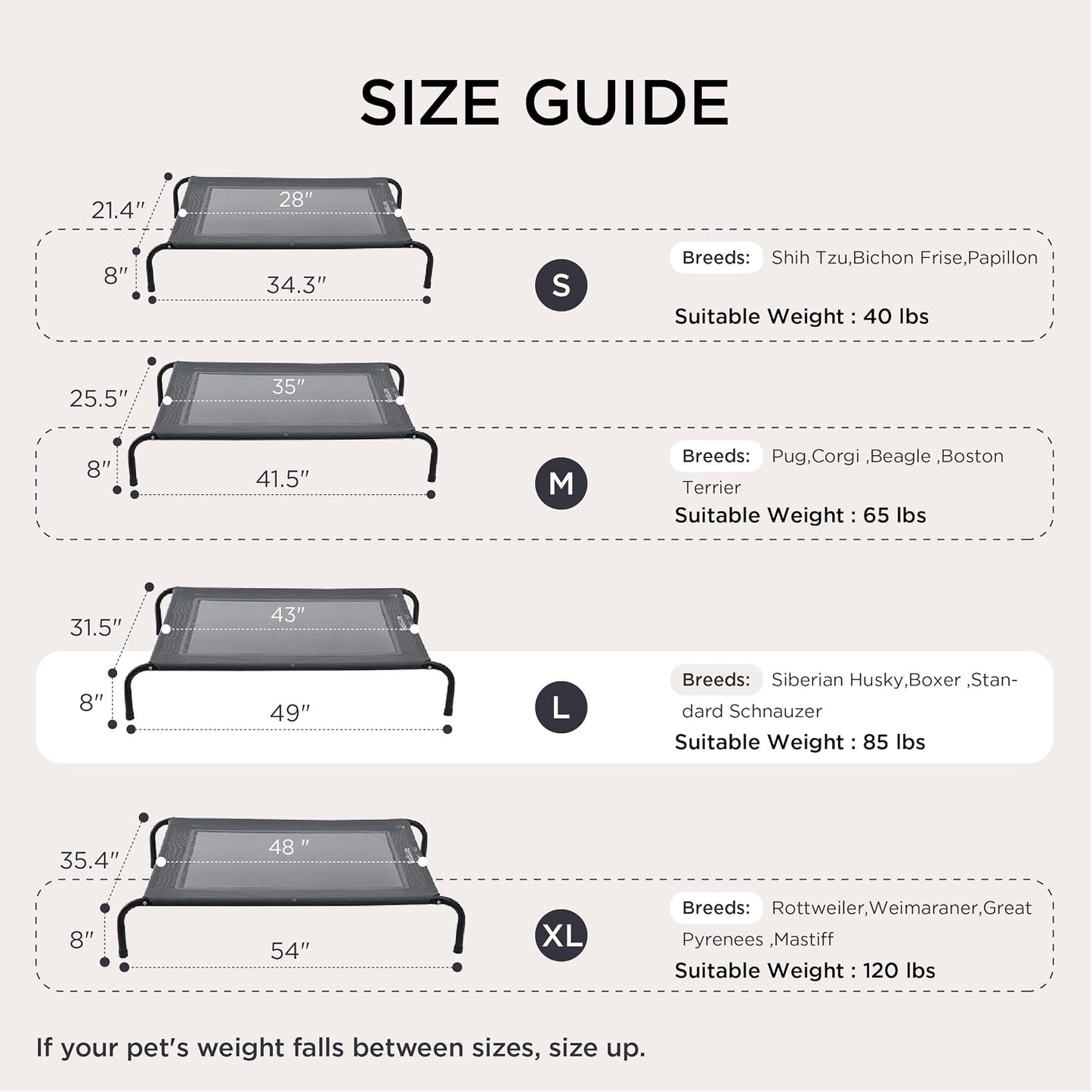 Bedsure - Cama elevada para perros, con patas antideslizantes, marc...