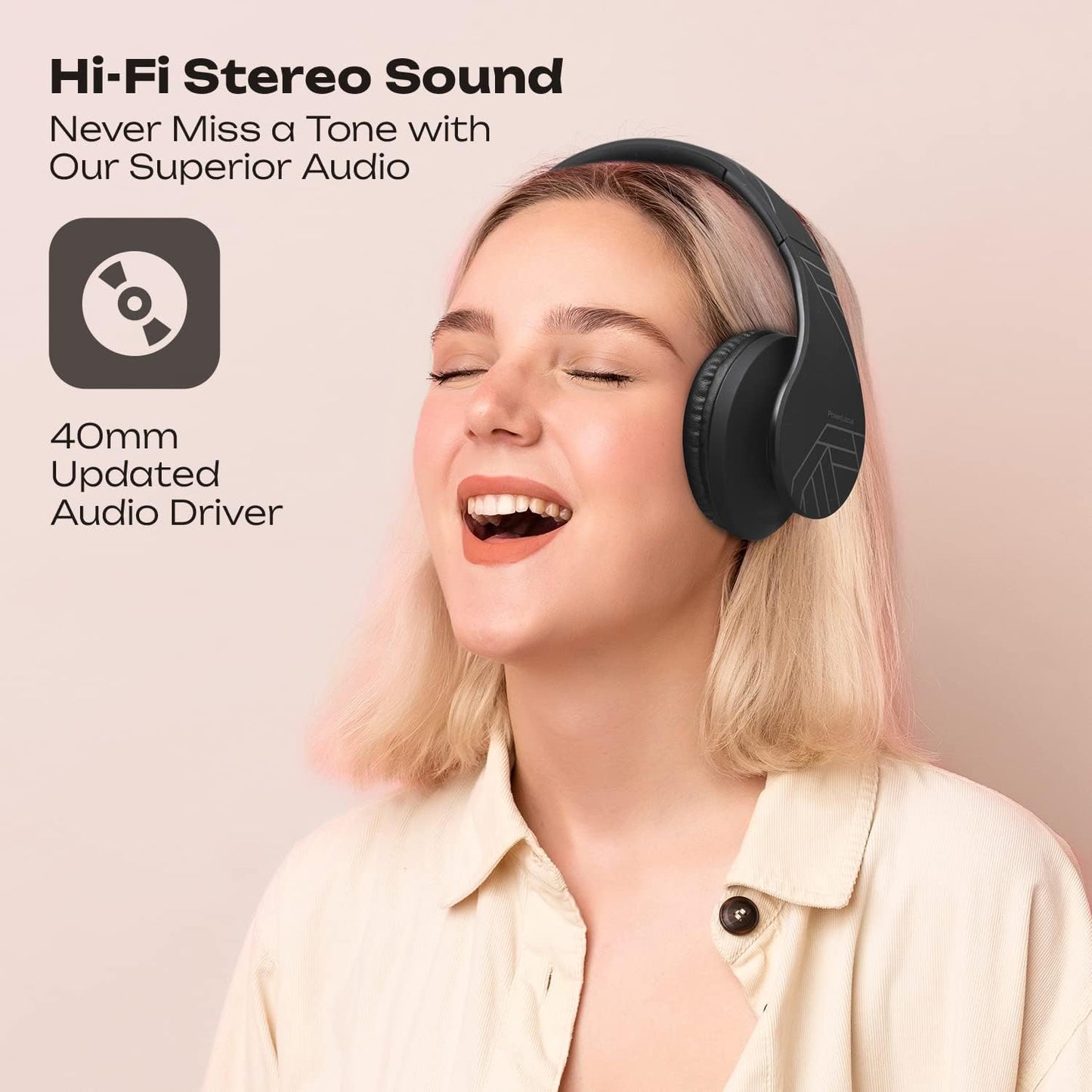 PowerLocus - Audífonos Bluetooth sobre las orejas, auriculares inal...