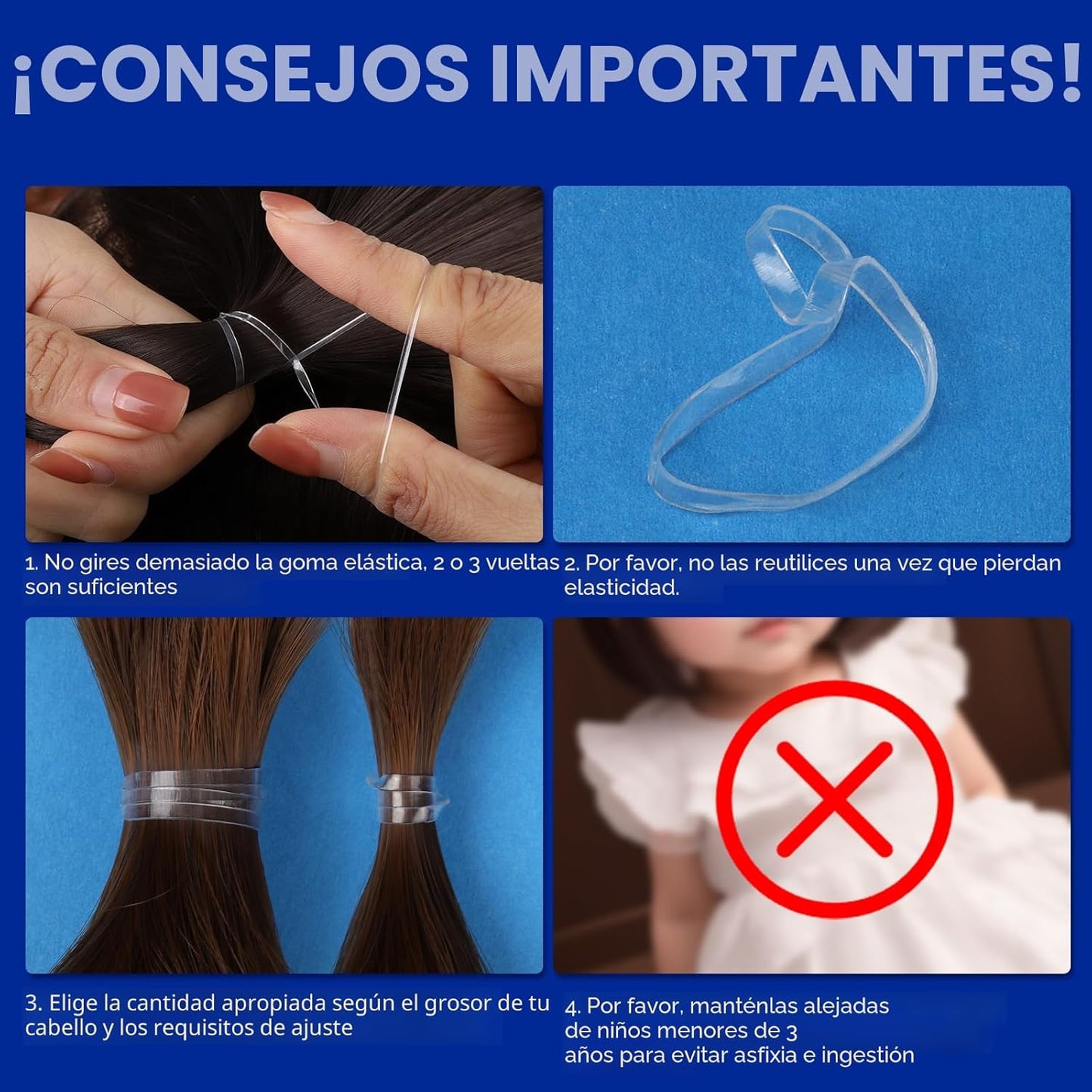 Teenitor - Bandas elásticas transparentes para el cabello, caja con...