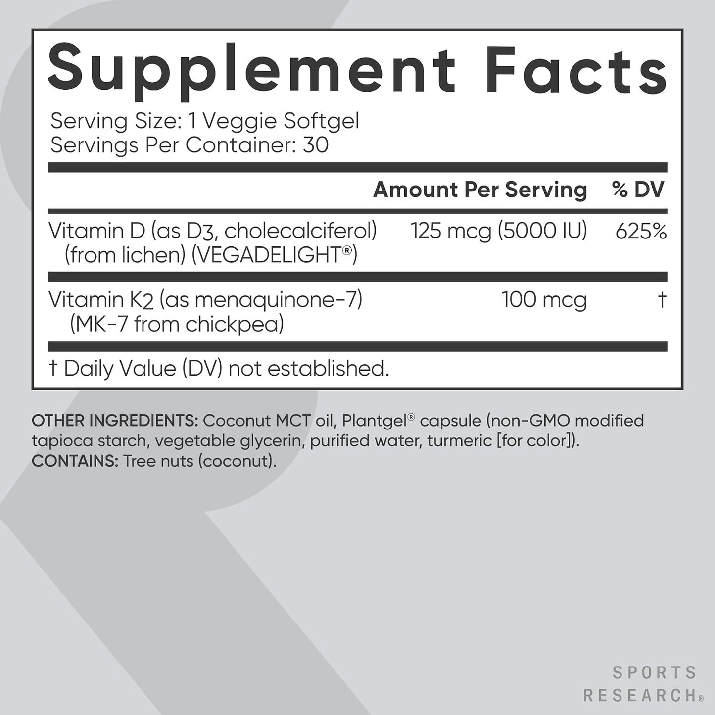 Sports Research Suplemento Vegano de Vitamina D3 + K2 con Aceite de...