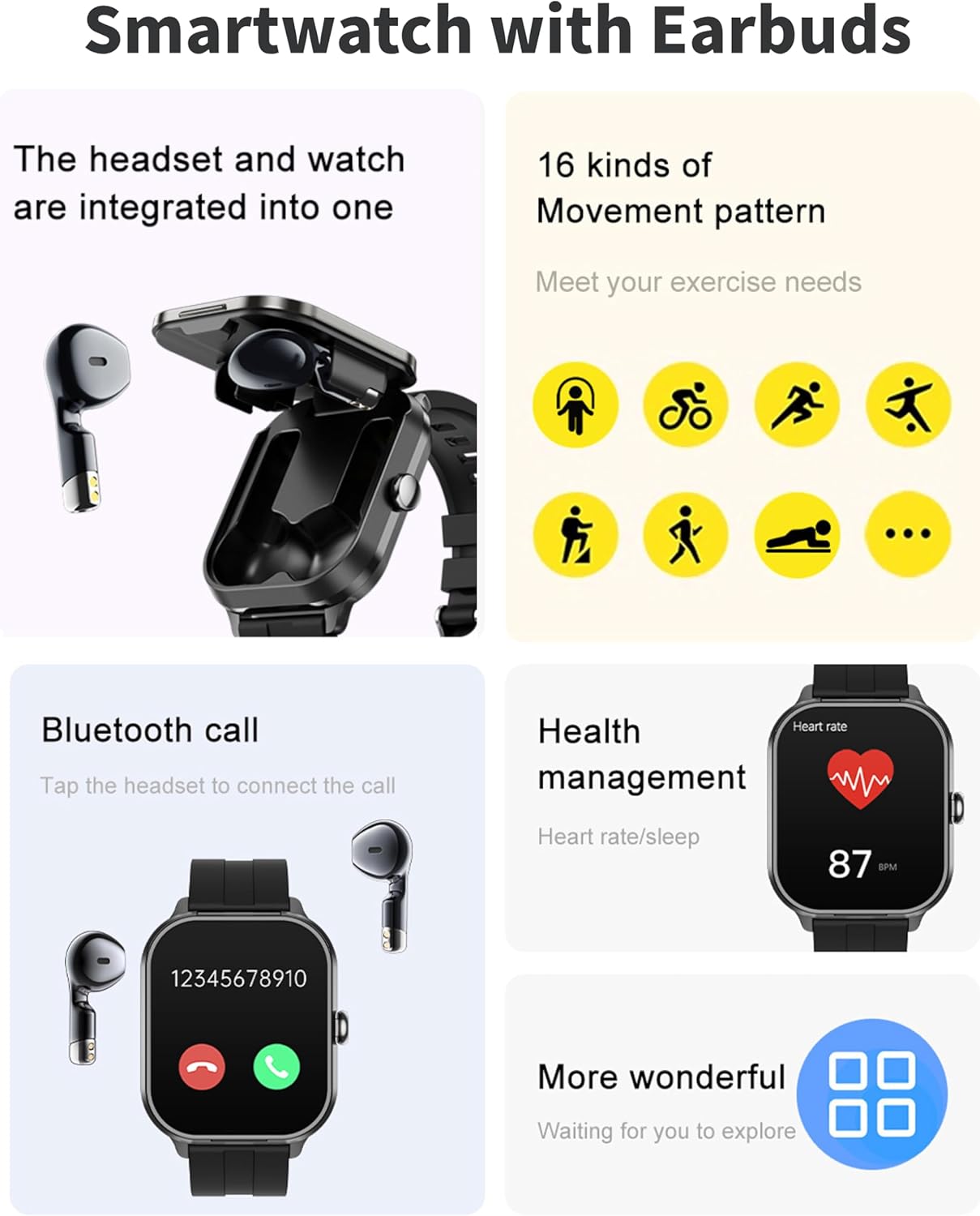 Diyeeni D8 Pro - Reloj inteligente con auriculares para hombres y m...