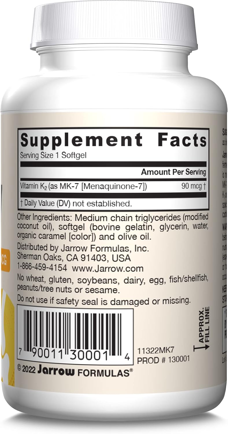 Jarrow Formulas MK-7 90 mcg - Forma bioactiva de vitamina K2 - 60 p...