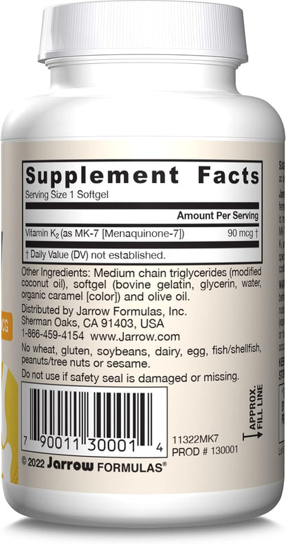Jarrow Formulas MK-7 90 mcg - Forma bioactiva de vitamina K2 - 60 p...