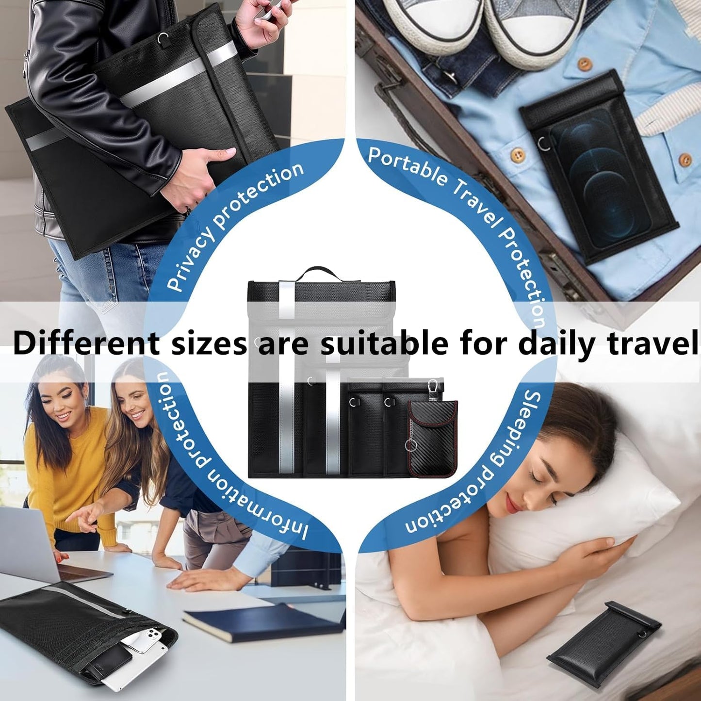Bolsas Faraday a prueba de EMP, bolsa Faraday antirrastreo para teléfonos, computadoras portátiles, tabletas y llaves de coche, bolsas EMP con ignífugo e impermeable, jaula Faraday con asa