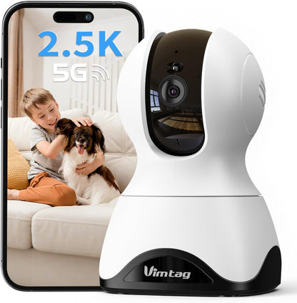 VIMTAG Cámara interior para mascotas, cámara para perros de 2.5 K c...