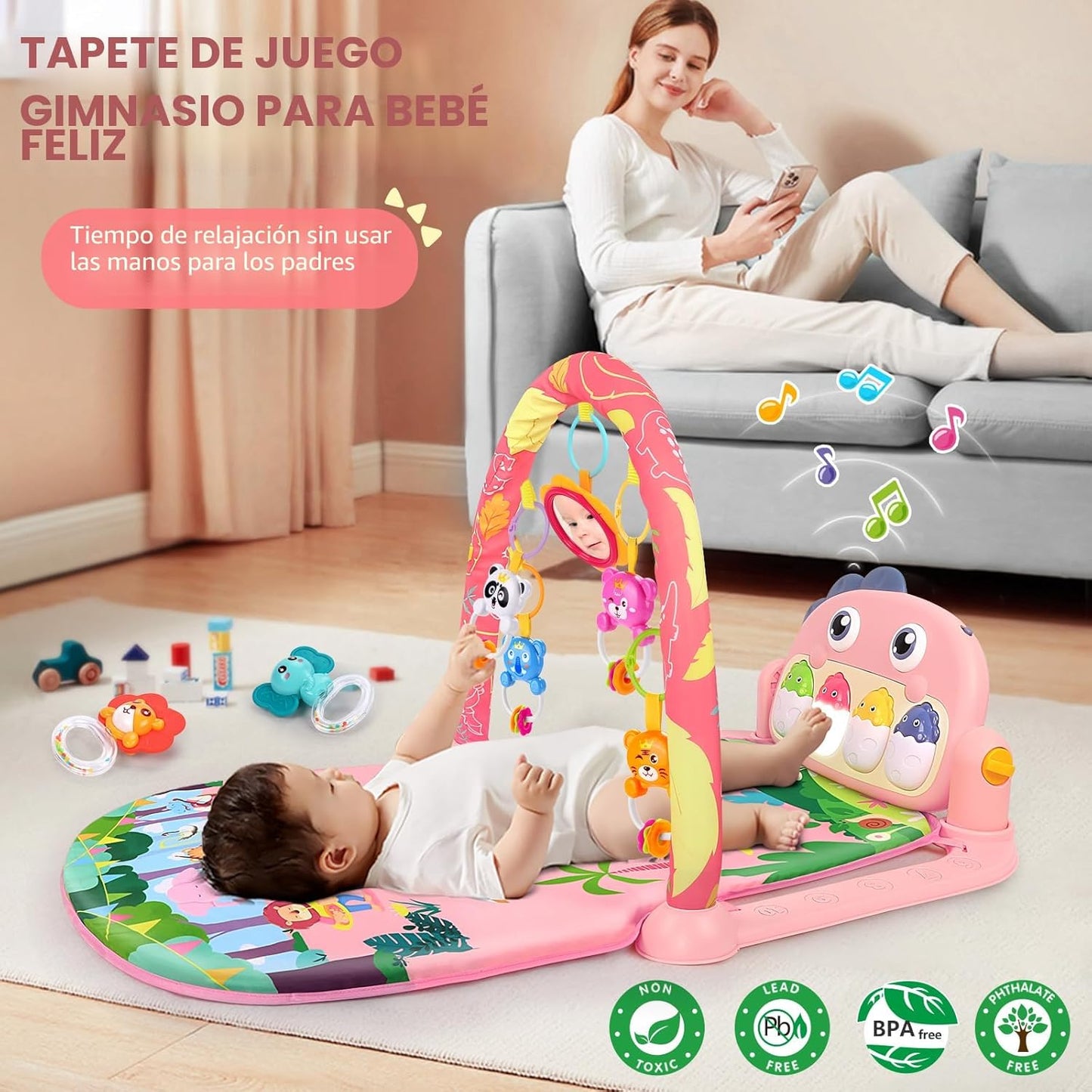 UMIKU Alfombra de Juego para Bebé Alfombra de Tiempo Boca Abajo Cen...