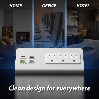 Regleta de enchufes con puertos USB-C para montar en el borde de me...