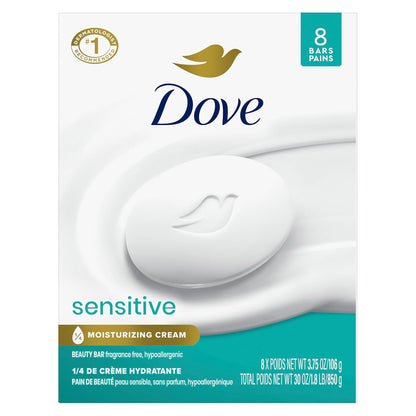 Dove Barra de Jabón de Belleza para Piel Sensible, 8 Barras para Pi...