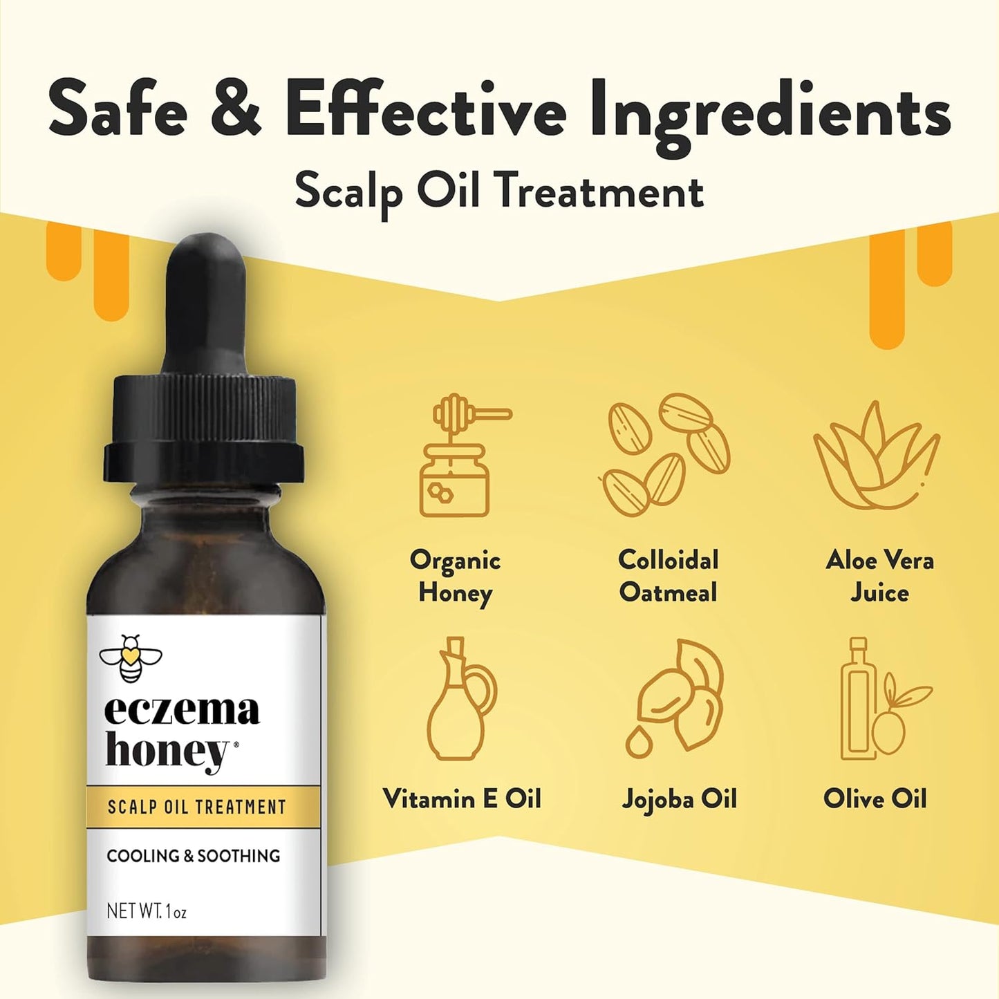 ECZEMA HONEY Aceite calmante para el cuero cabelludo, aceite natural de miel para el cabello y cuidado del cuero cabelludo, suero diario para aliviar la picazón del cuero cabelludo, el tratamiento del