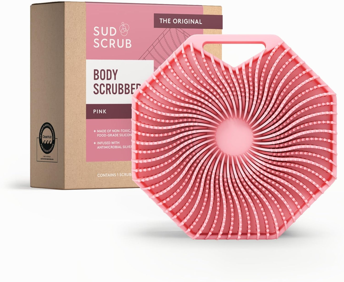 Sud Scrub® Exfoliante corporal de silicona antimicrobiana, cepillo...