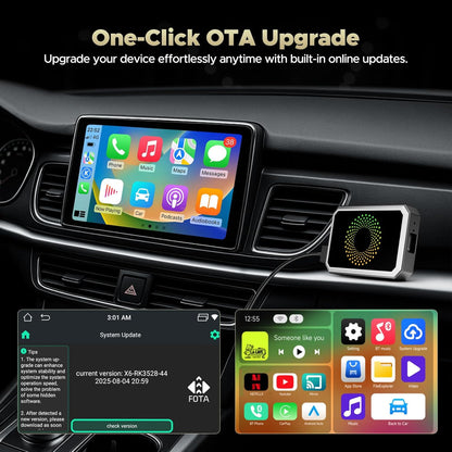 TOGUARDGO Adaptador inalámbrico 3 en 1 Carplay Magic AI Box con Net-Flix YouTube TikTok Actualización de Car Play con cable a soporte inalámbrico Unidad USB para iPhone 10+ y Android 13+