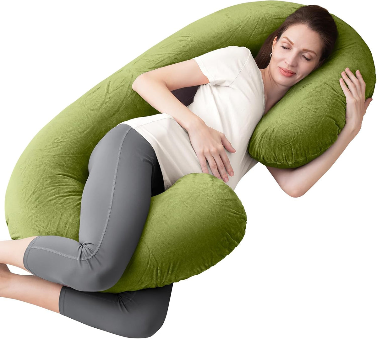 1 MIDDLE ONE Almohada de embarazo, almohada de cuerpo completo en f...