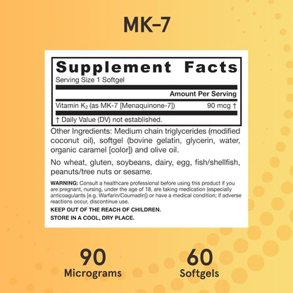 Jarrow Formulas MK-7 90 mcg - Forma bioactiva de vitamina K2 - 60 p...