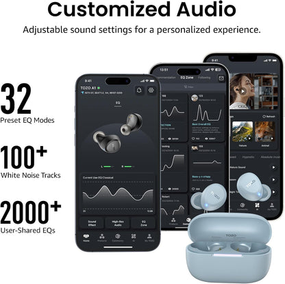 TOZO Auriculares inalámbricos A1 Bluetooth 5.3 de peso ligero en el...