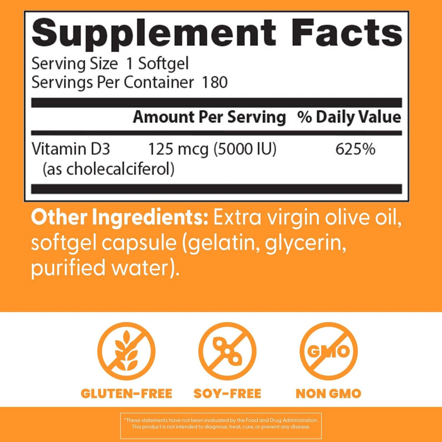Doctor's Best Vitamina D3 5000UI, sin OGM, sin gluten y soja, regul...