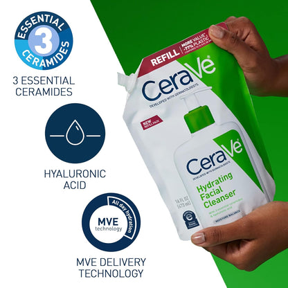 CeraVe Limpiador facial hidratante, lavado facial hidratante para p...