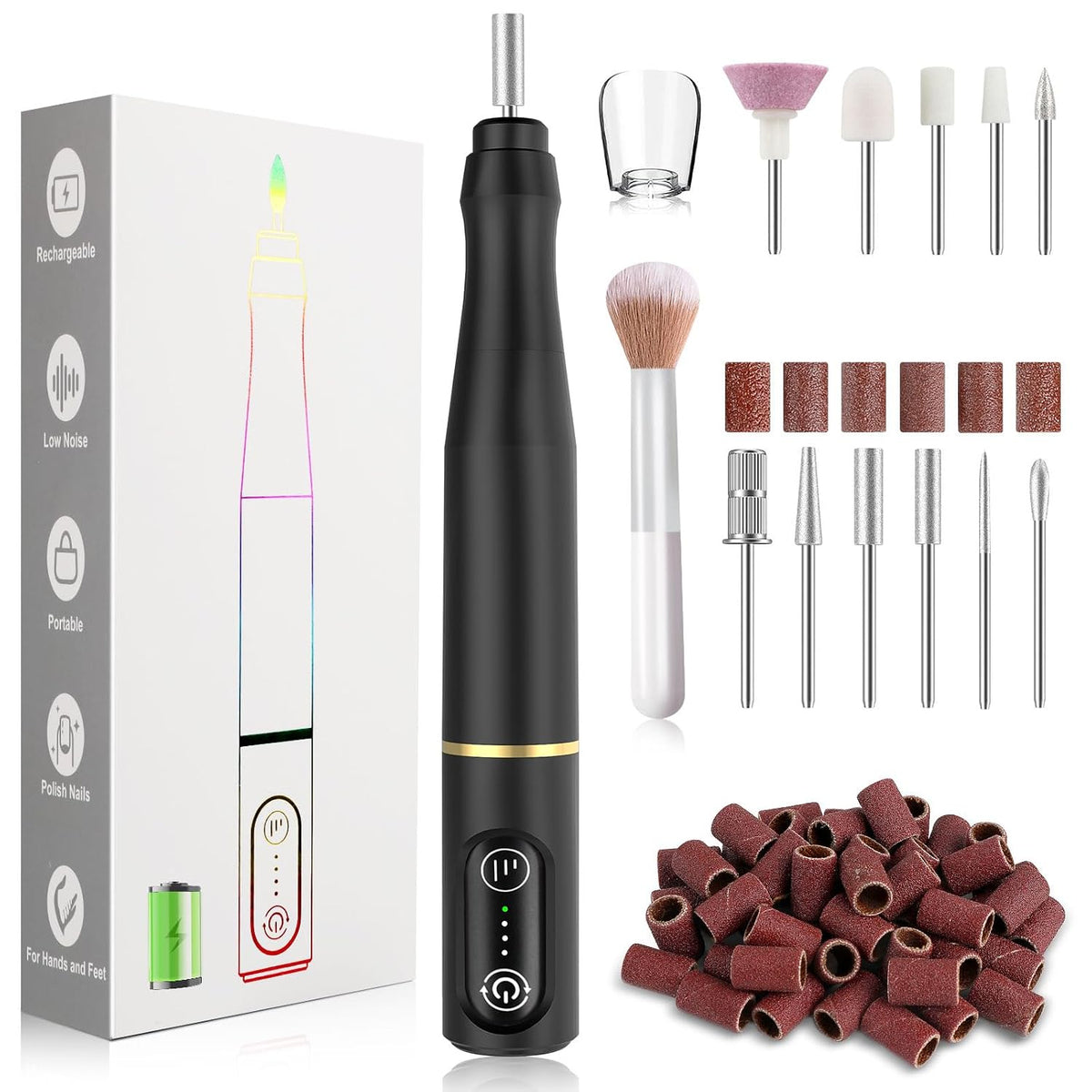 TUOBEO Kit de lima eléctrico recargable de uñas inalámbrico Efile,...