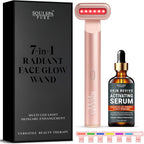 Soulspa Pure Masajeador facial 7 en 1 LED varita de luz roja para c...