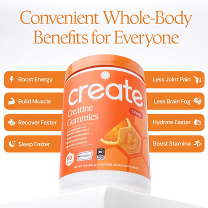 Create Gomitas de Monohidrato de Creatina para Hombres y Mujeres, M...