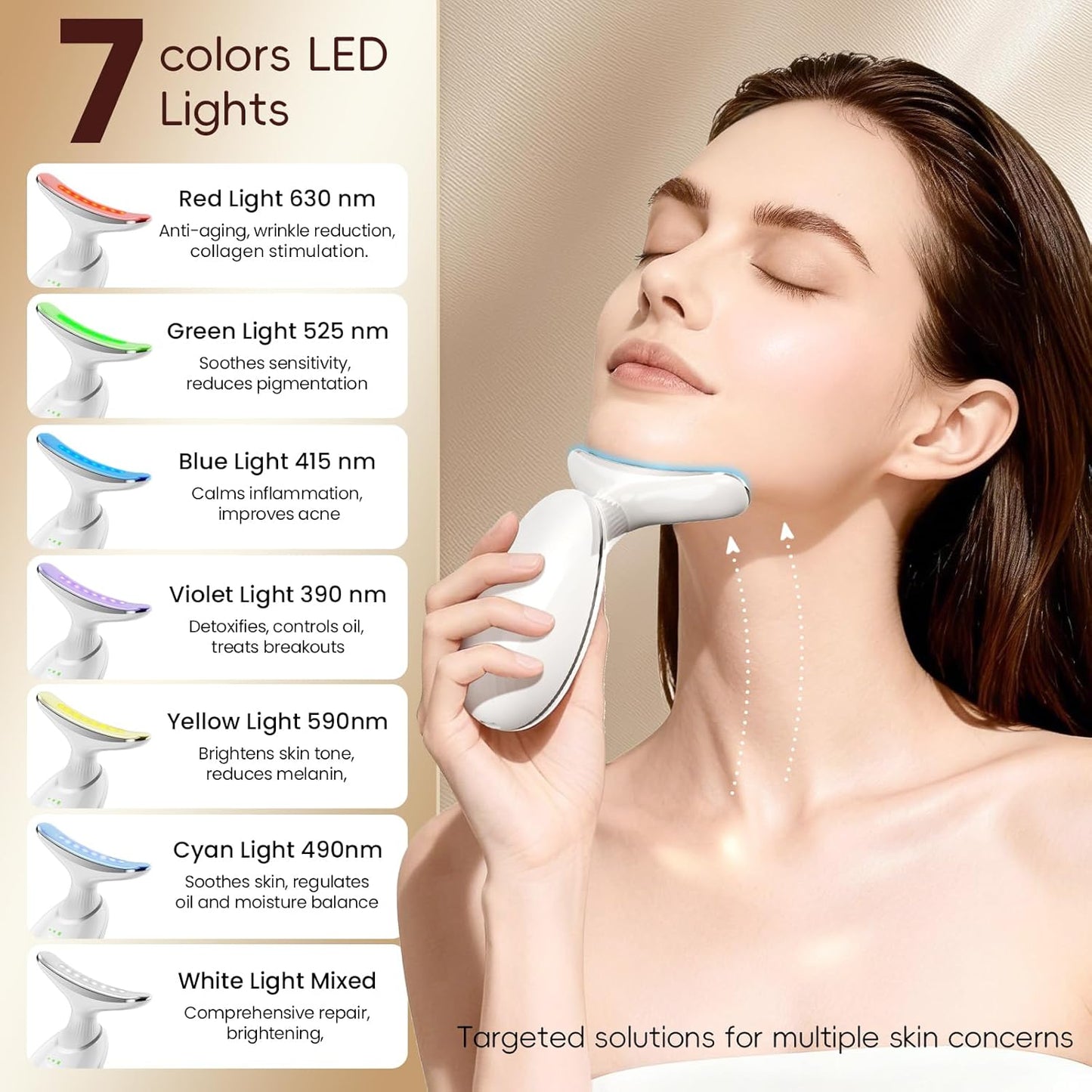 Masajeador facial y cuello, terapia de luz roja de mano, dispositiv...
