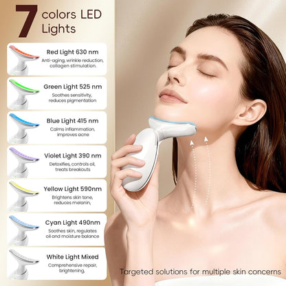 Masajeador facial y cuello, terapia de luz roja de mano, dispositiv...