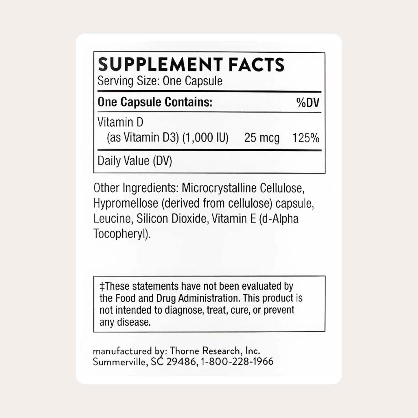 THORNE - Suplemento de vitamina D3 - Apoya huesos saludables, dient...
