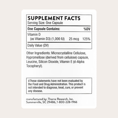 THORNE - Suplemento de vitamina D3 - Apoya huesos saludables, dient...