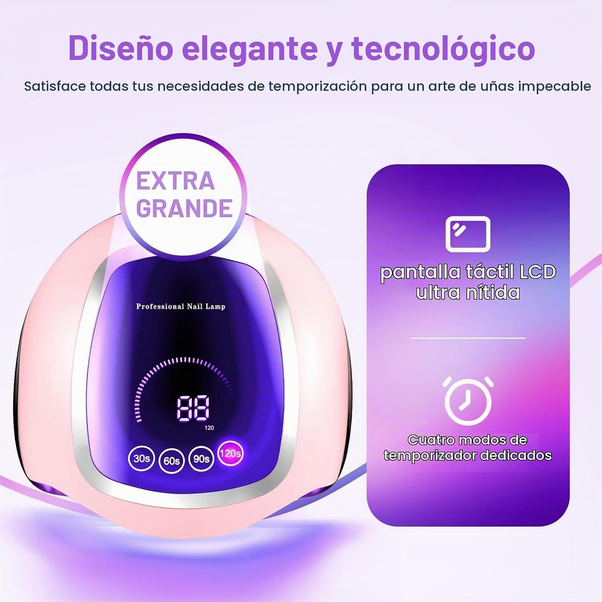Gugusure Lámpara de uñas LED UV, secador de uñas mejorado de 180W p...