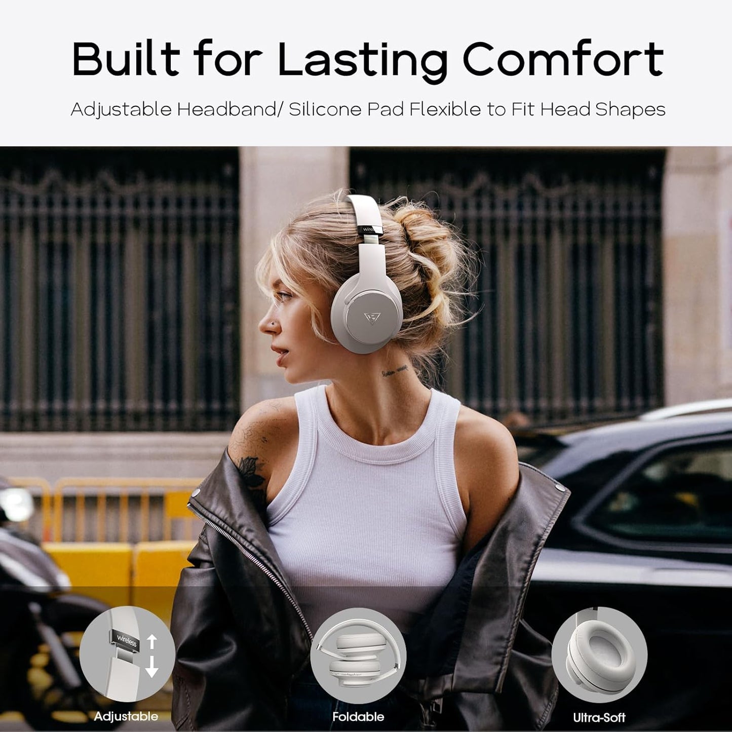 DOQAUS - Auriculares Bluetooth de diadema inalámbricos con 90 horas...