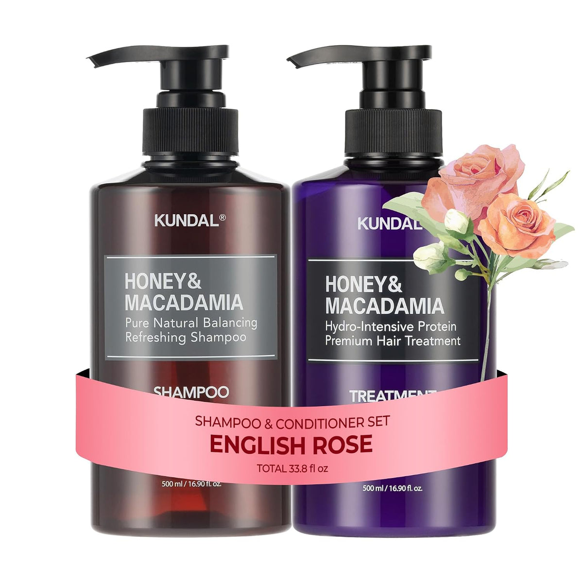 KUNDAL Juego de champú y acondicionador coreano, [rosa inglesa], ca...