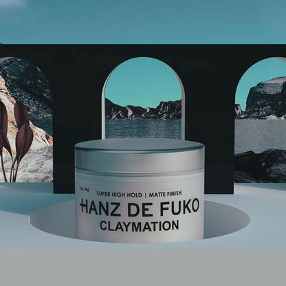 Hanz de Fuko Claymation – Arcilla premium para el peinado masculino con súper alta fijación, acabado mate – Híbrido de arcilla y cera, producto de textura ideal para tipos de cabello liso, ondulado y