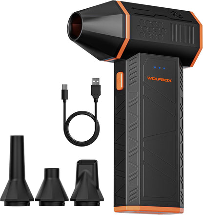 WOLFBOX MF50 Plumero de aire comprimido - Soplador eléctrico de aire de 110000RPM Super Power, soplador mini ajustable de 3 velocidades con carga rápida, soplador de polvo para computadora, teclado