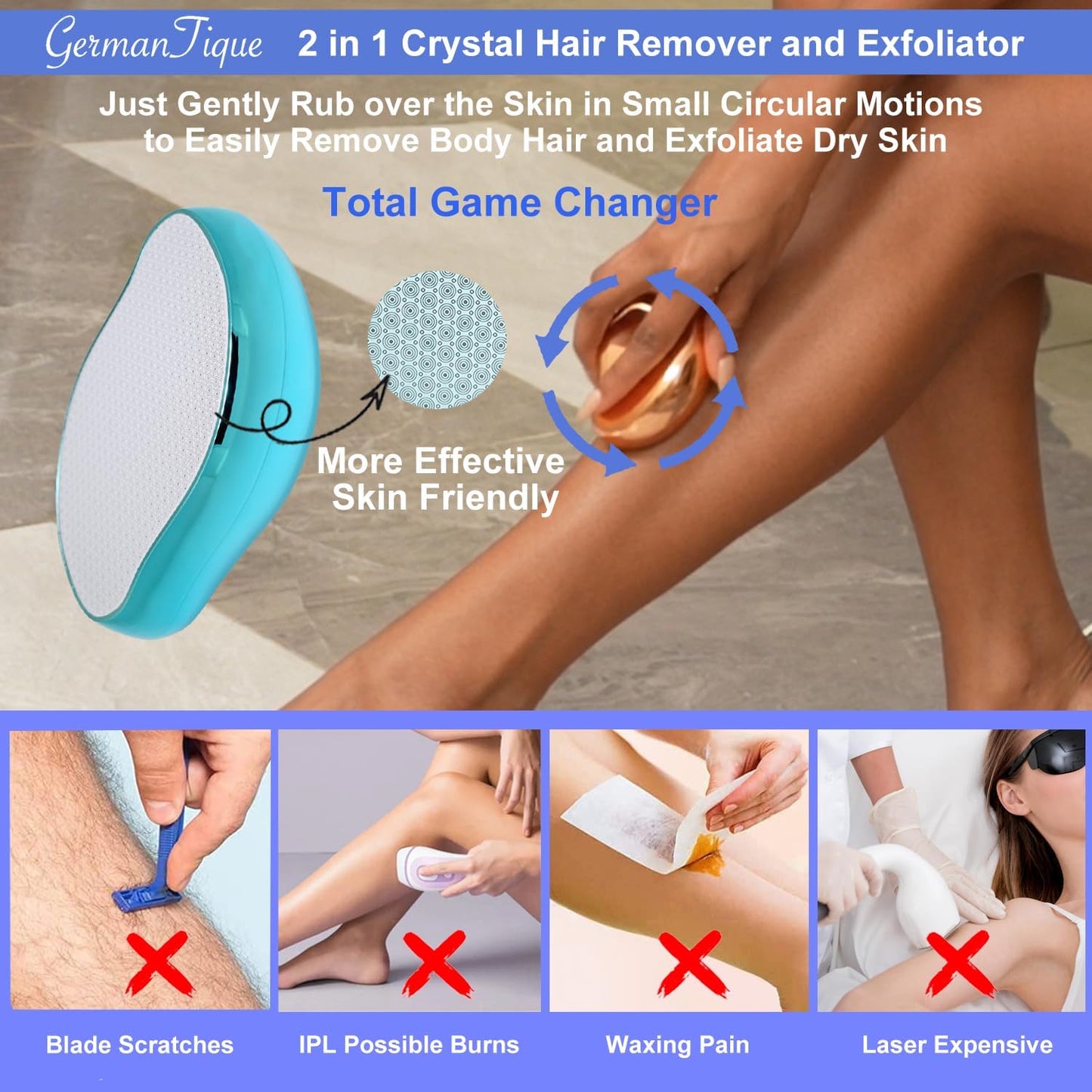 Germantique Borrador de Pelo de Cristal, Removedor de Pelo Natural...