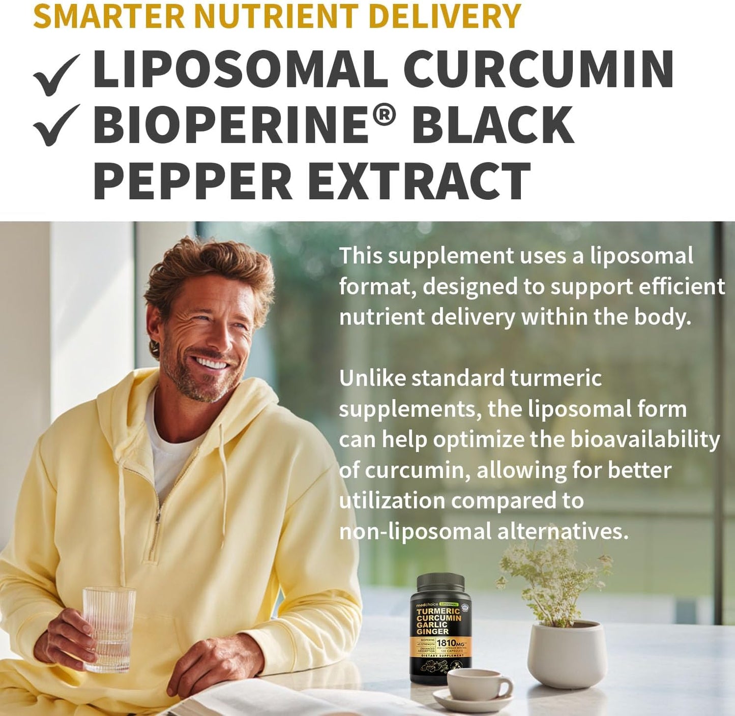 Cúrcuma liposomal, suplementos de curcumina de alta absorción, mezc...