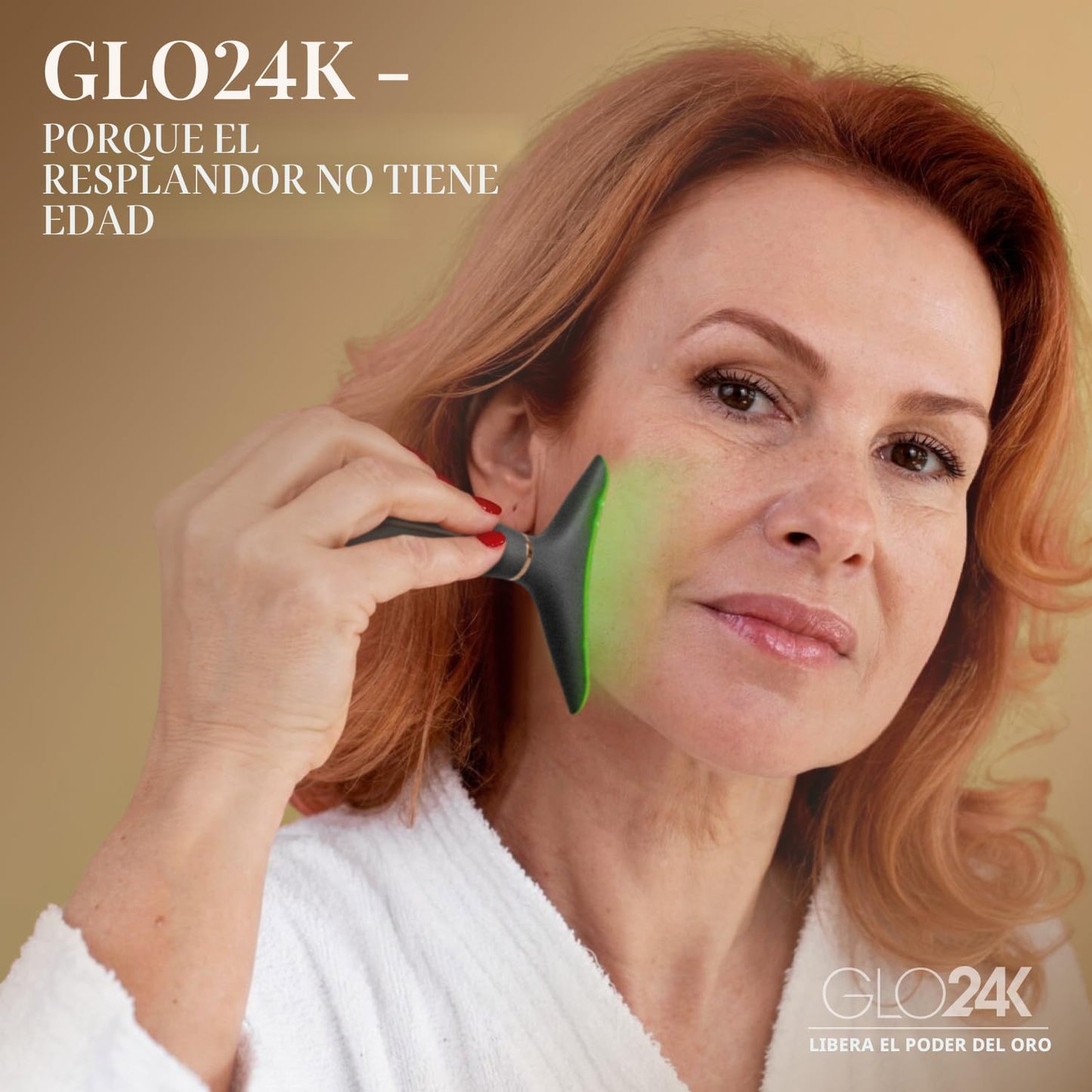 GLO24K - Dispositivo de belleza facial y cuello con luz roja, herra...