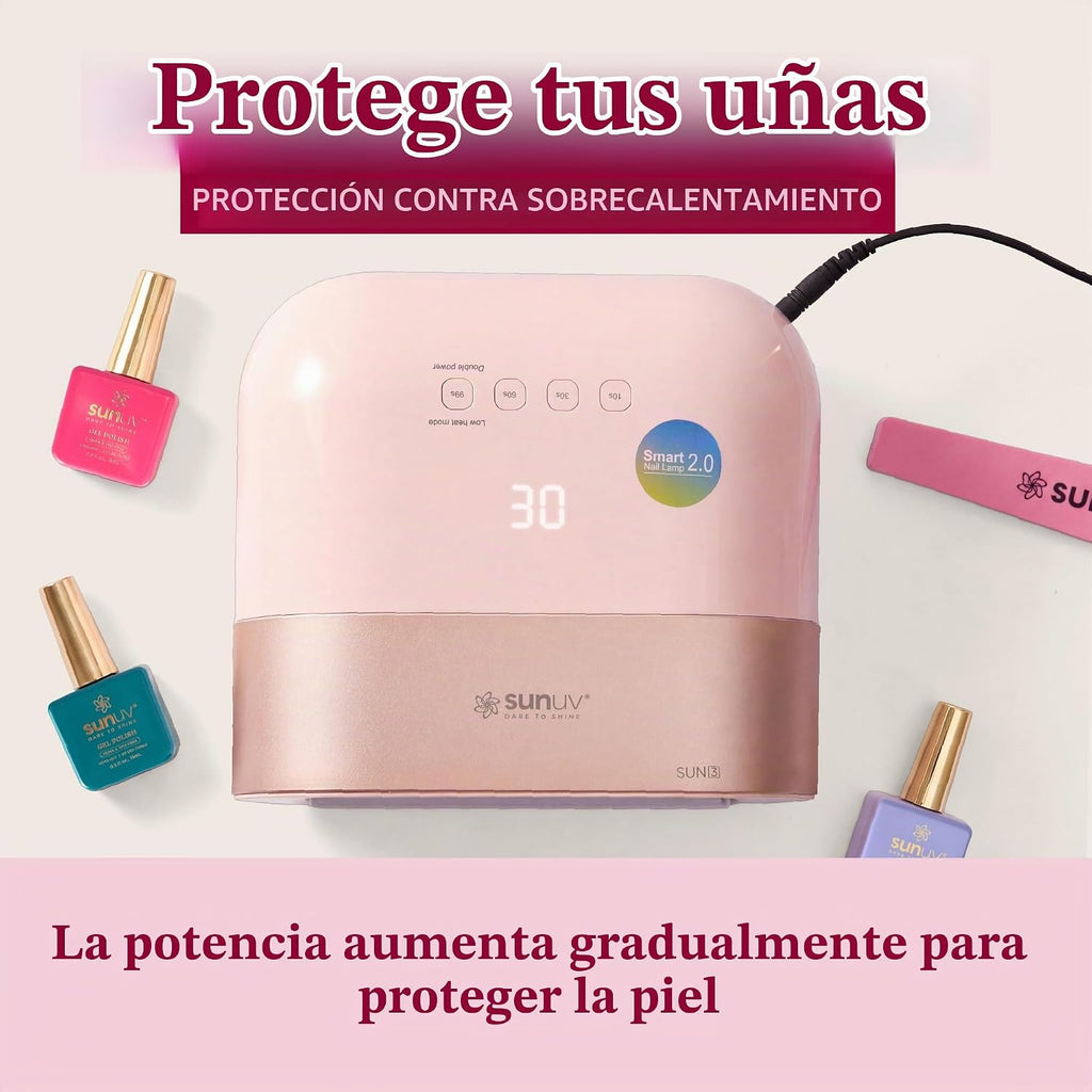 SUNUV Luz UV para uñas de gel, lámpara de gel UV LED profesional SU...