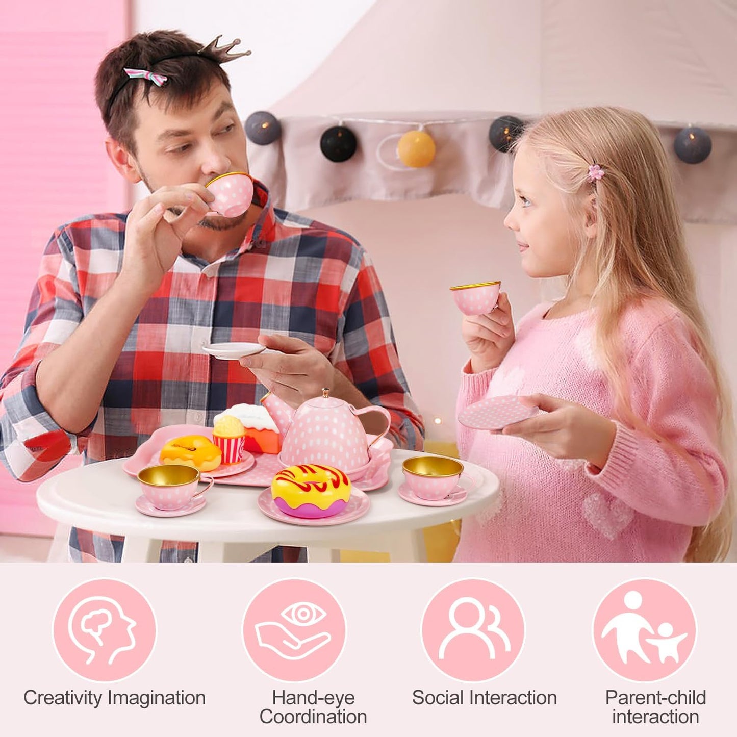 Juego de fiesta de té para niñas pequeñas, juguetes de princesa par...