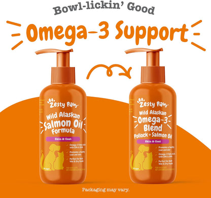 Zesty Paws Wild Alaskan Omega-3 Blend Aceite de Abadejo + Aceite de...