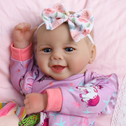 SCOM Muñeca de bebé niña, muñeca realista de cuerpo suave de 18 pul...