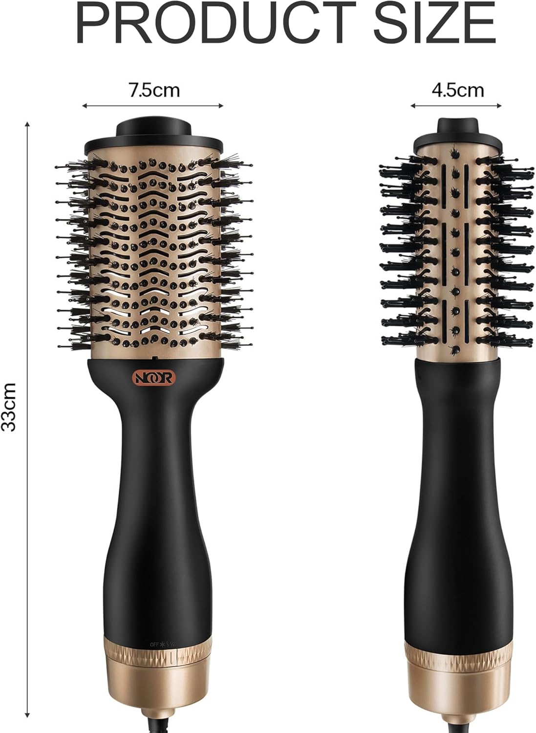 NOOR Cepillo secador de pelo caliente 4 en 1, control de encrespamiento, cepillo secador de pelo, cepillo secador de pelo, cepillo para secar y alisar voluminizar aire caliente estilizador para todos