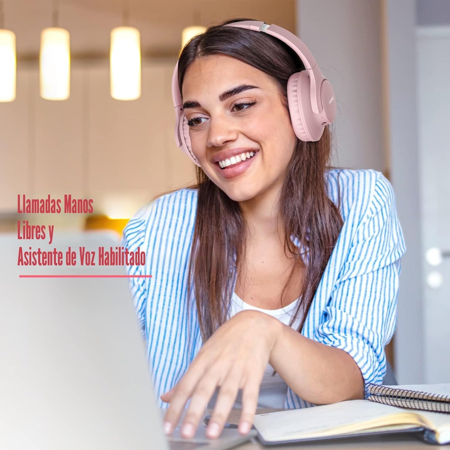 KVIDIO Auriculares Bluetooth sobre la oreja, 65 horas de reproducci...