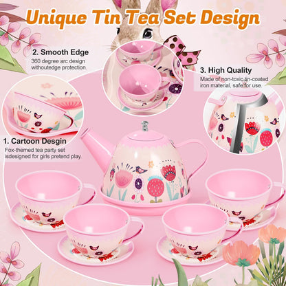 Juego de fiesta del té para niñas pequeñas, 49 juguetes de princesa...