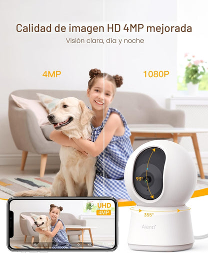 ARENTI Cámara de seguridad 5G para interiores, cámara para mascotas...