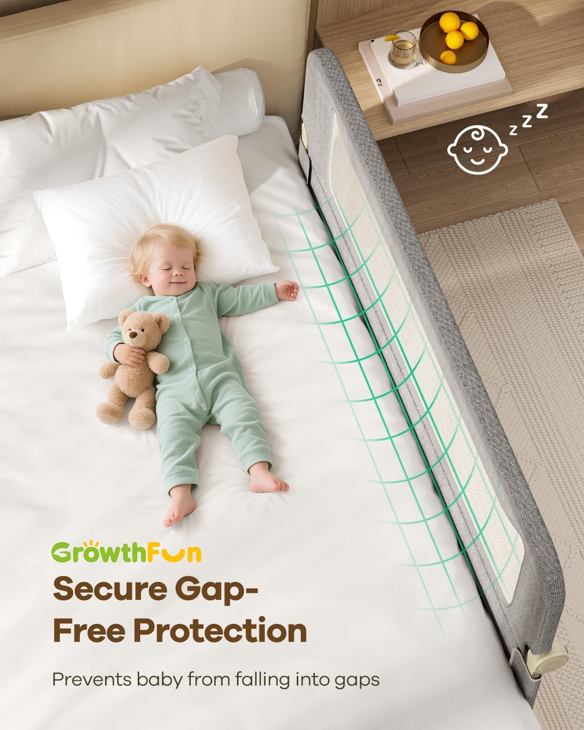 GrowthFun Riel de cama de 1 pieza de 59 pulgadas para niños pequeño...