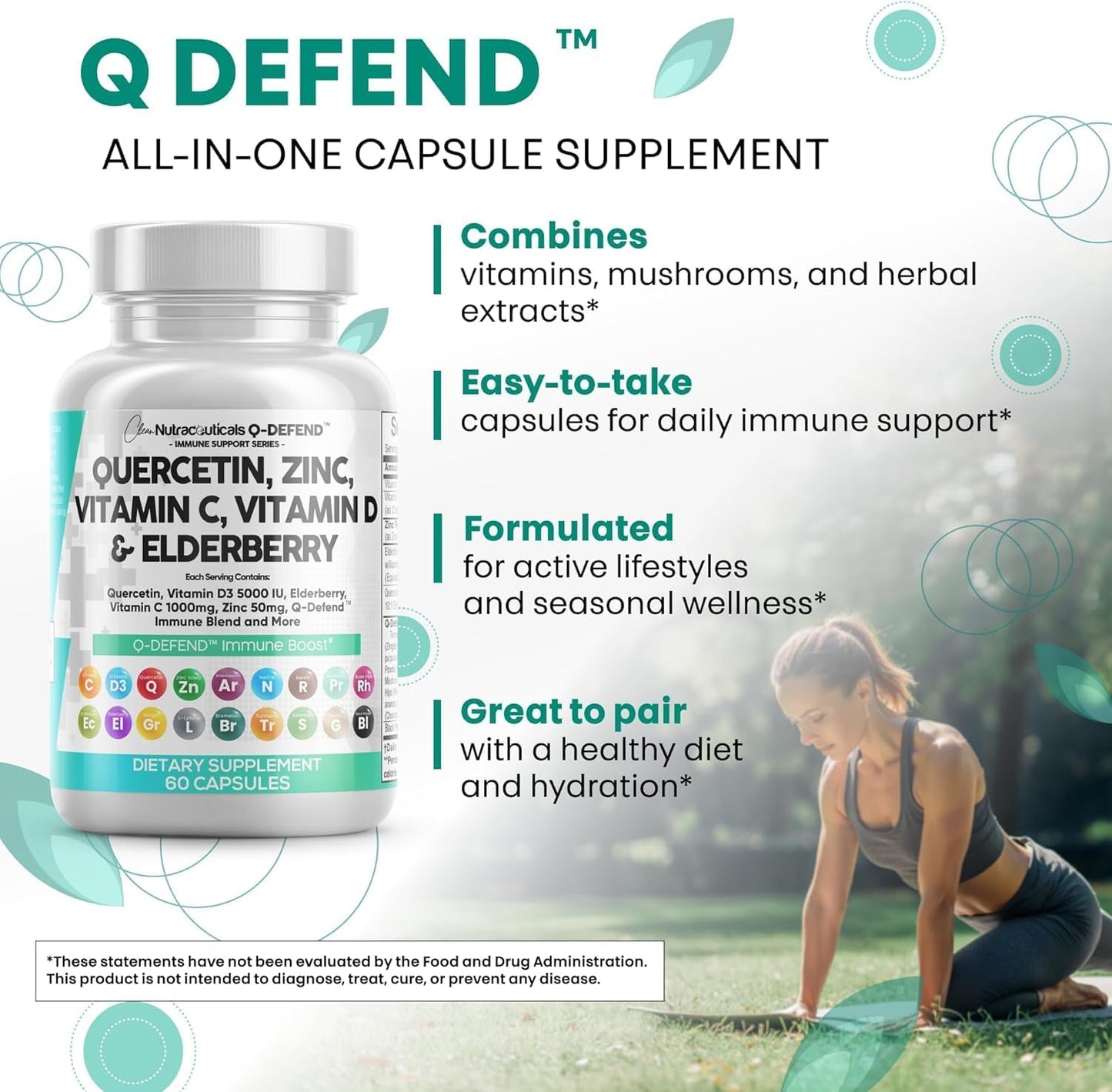 Clean Nutraceuticals Quercetina, zinc, vitamina C, vitamina D, brom...