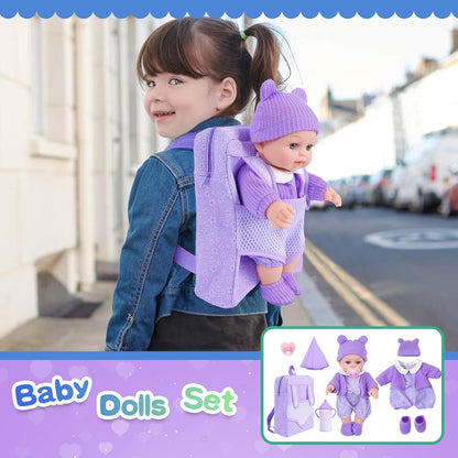 ZNTWEI Juego de muñeca bebé con mochila de 12 pulgadas con muñecas...