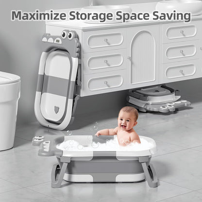 TPN - Bañera plegable para bebés con cojín suave y termómetro en ti...