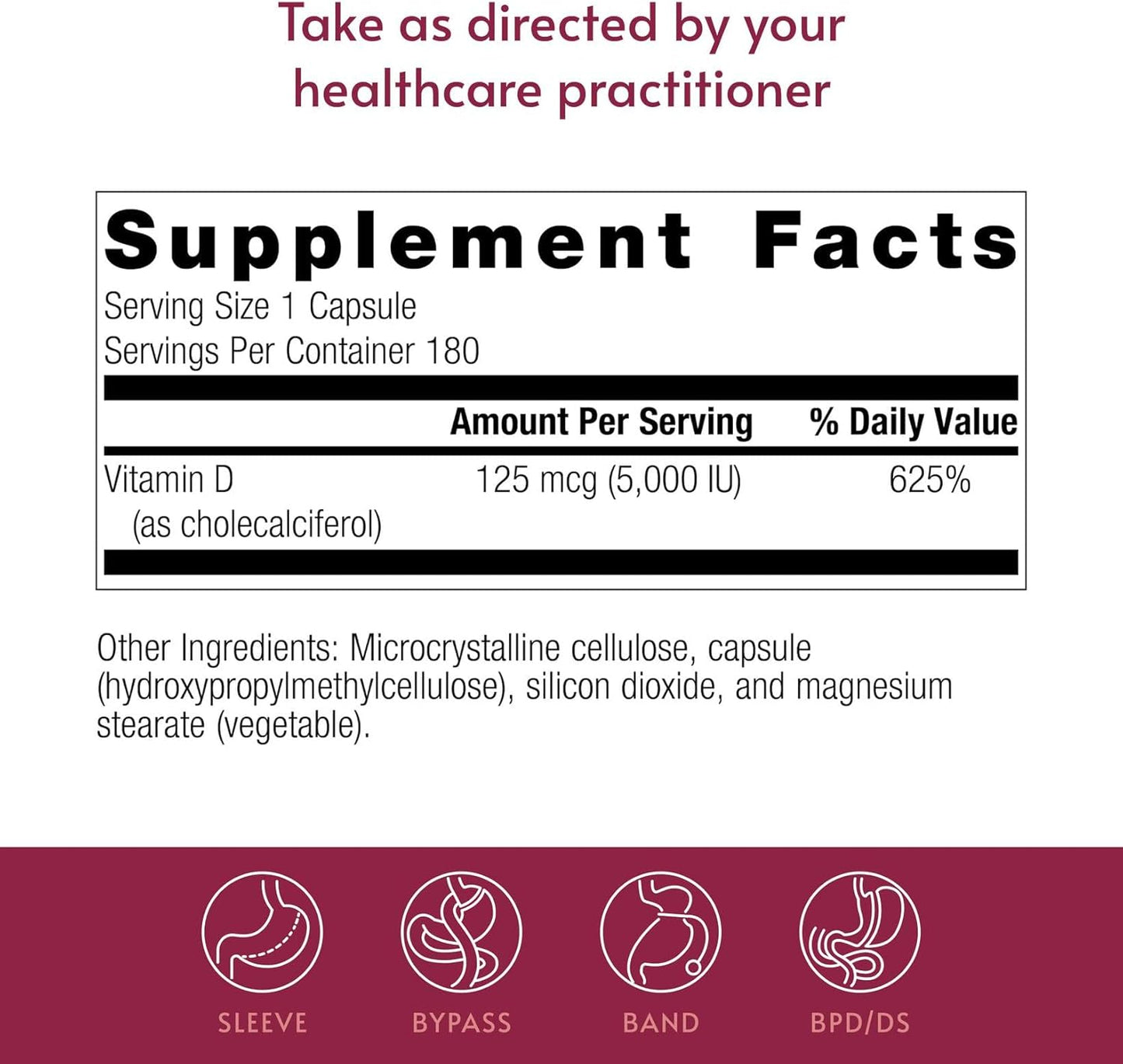 Bariatric Advantage Vitamina D3 5,000 UI - Cápsulas de vitamina D b...