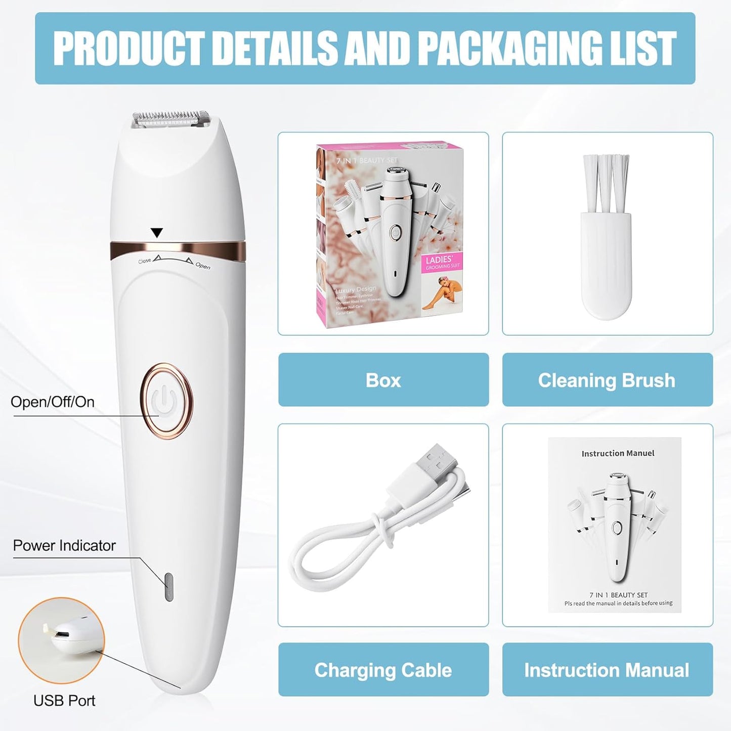 Depiladora facial para mujeres, maquinillas de afeitar eléctricas s...